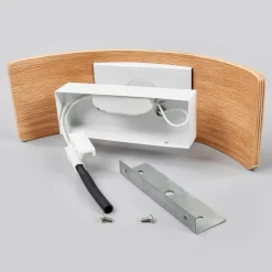 Lindby LED wandlamp Rafailia, breedte 33cm, hout, 3.000K