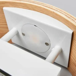 Lindby LED wandlamp Rafailia, breedte 23cm, hout, 3.000 K