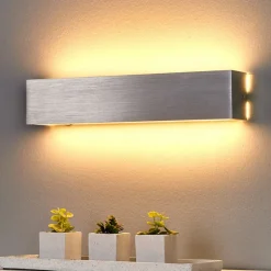 Lindby LED wandlamp Ranik, 40 cm, aluminiumkleurig, metaal