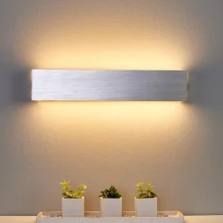 Lindby LED wandlamp Ranik, 40 cm, aluminiumkleurig, metaal