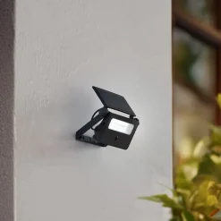 Lindby LED wandlamp Rikard, zwart, roestvrij staal