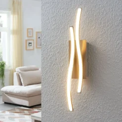 Lindby LED wandlamp Safia, 45 cm, nikkelkleurig, metaal