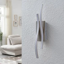 Lindby LED wandlamp Safia, 45 cm, nikkelkleurig, metaal