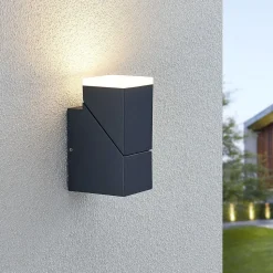 Lindby LED wandlamp Sally, 15 cm, antraciet, IP54