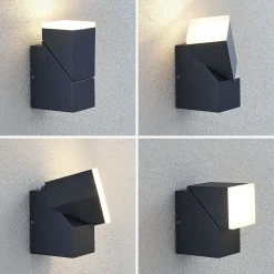 Lindby LED wandlamp Sally, 15 cm, antraciet, IP54