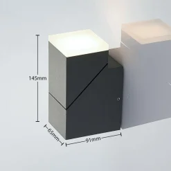 Lindby LED wandlamp Sally, 15 cm, antraciet, IP54