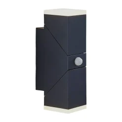 Lindby LED wandlamp Sally, 22 cm, antraciet, IP54, sensor