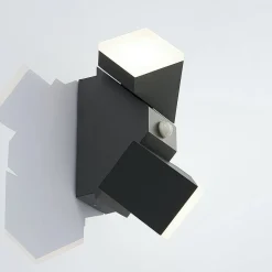 Lindby LED wandlamp Sally, 22 cm, antraciet, IP54, sensor