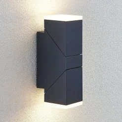 Lindby LED wandlamp Sally, 22cm, antraciet, IP54