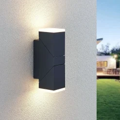 Lindby LED wandlamp Sally, 22cm, antraciet, IP54