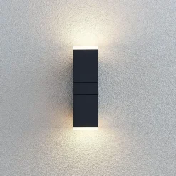 Lindby LED wandlamp Sally, 22cm, antraciet, IP54