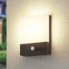 Lindby LED wandlamp Vanira, antraciet, aluminium, sensor, IP54