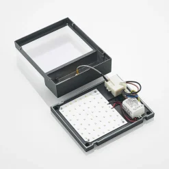 Lindby LED wandlamp Vanira, antraciet, aluminium, sensor, IP54