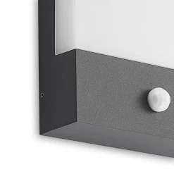 Lindby LED wandlamp Vanira, antraciet, aluminium, sensor, IP54