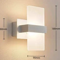 Lindby LED wandlamp Yorick, hoogte 18 cm, aluminium, wit, metaal