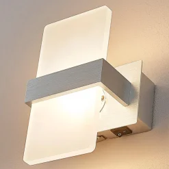 Lindby LED wandlamp Yorick, hoogte 18 cm, aluminium, wit, metaal