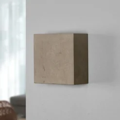 Lindby LED wandlamp Yva, grijs, beton, 13 x 13 cm, omhoog/omlaag