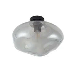 Lindby Lelia plafondlamp, rookgrijs, glas, Ø 35 cm