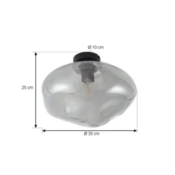 Lindby Lelia plafondlamp, rookgrijs, glas, Ø 35 cm