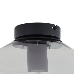 Lindby Lelia plafondlamp, rookgrijs, glas, Ø 35 cm