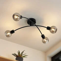 Lindby Lioma plafondlamp, 4-lamps, zwart