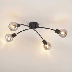 Lindby Lioma plafondlamp, 4-lamps, zwart