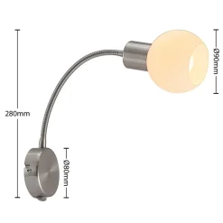 Lindby Lioma wandlamp met flexibele arm, nikkel