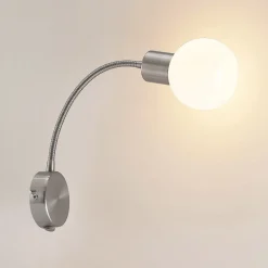 Lindby Lioma wandlamp met flexibele arm, nikkel