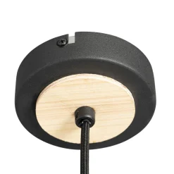 Lindby Lonnaris hanglamp, rotan, zwart, 1-lamps