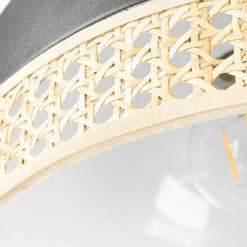 Lindby Lonnaris hanglamp, rotan, zwart, 1-lamps