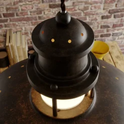 Lindby Louisanne hanglamp, bruin, metaal, Ø 35 cm