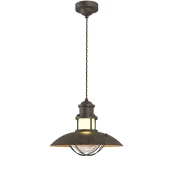 Lindby Louisanne hanglamp, bruin, metaal, Ø 35 cm