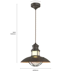 Lindby Louisanne hanglamp, bruin, metaal, Ø 35 cm