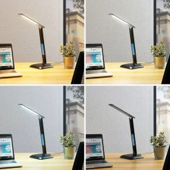 Lindby Ludmilla LED tafellamp, display, zwart