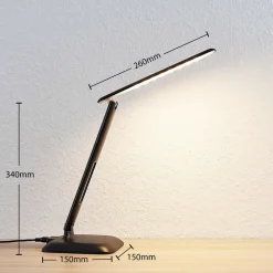 Lindby Ludmilla LED tafellamp, display, zwart