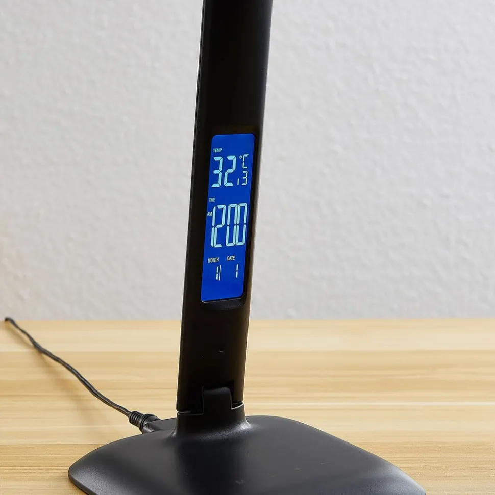 Lindby Ludmilla LED tafellamp, display, zwart