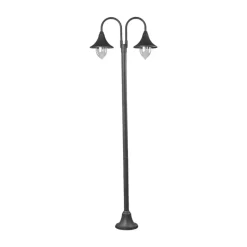 Lindby Madea buitenlamp, grijs, 2-lamps, 212 cm, E27, IP44