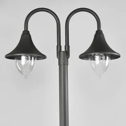 Lindby Madea buitenlamp, grijs, 2-lamps, 212 cm, E27, IP44
