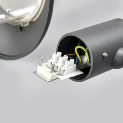 Lindby Madea buitenlamp, grijs, 2-lamps, 212 cm, E27, IP44