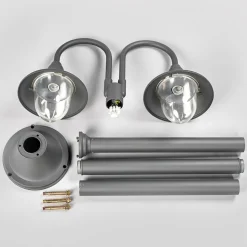 Lindby Madea buitenlamp, grijs, 2-lamps, 212 cm, E27, IP44