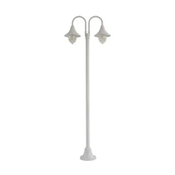 Lindby Madea buitenlamp, wit, 2-lamps, 213 cm, E27, IP44