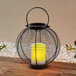 Lindby Mairuna LED solar-lantaarn, zwart, 22,7 cm