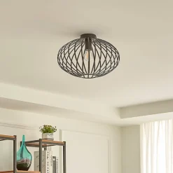 Lindby Maivi plafondlamp, zwart, 40 cm, ijzer, kooi