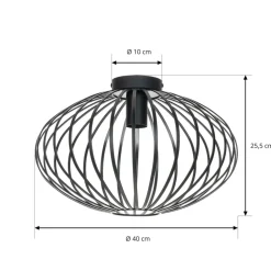 Lindby Maivi plafondlamp, zwart, 40 cm, ijzer, kooi
