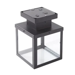 Lindby Mandus buiten plafondlamp, zwart, roestvrij staal, 22cm