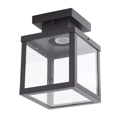 Lindby Mandus buiten plafondlamp, zwart, roestvrij staal, 22cm