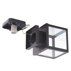 Lindby Mandus buiten plafondlamp, zwart, roestvrij staal, 22cm