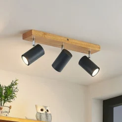 Lindby Maniva plafondspot, 44cm, 3-lamps, zwart, GU10