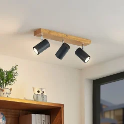 Lindby Maniva plafondspot, 44cm, 3-lamps, zwart, GU10
