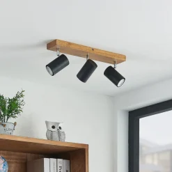 Lindby Maniva plafondspot, 44cm, 3-lamps, zwart, GU10